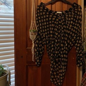 long sleeve blouse with flower pattern